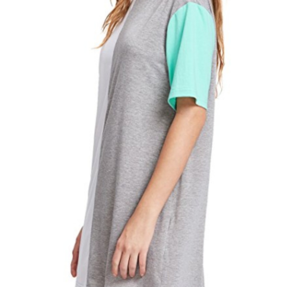Women's Color Block Cut & Sew Round Neck Tee Dress - Picture 2 of 6